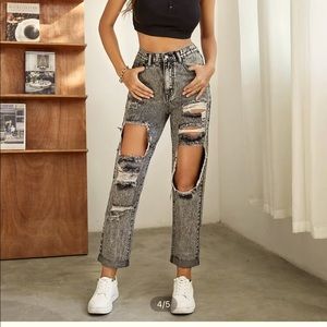 Never Worn Gray Ripped Jeans